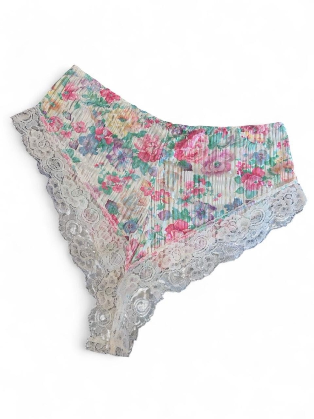 Vintage 80s Lace Thong High rise Panties Floral Lingerie